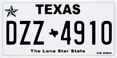 TX license plate DZZ4910