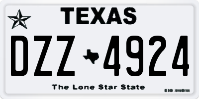 TX license plate DZZ4924
