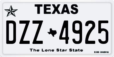 TX license plate DZZ4925