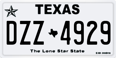 TX license plate DZZ4929