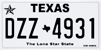 TX license plate DZZ4931