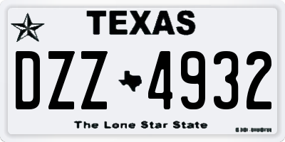 TX license plate DZZ4932