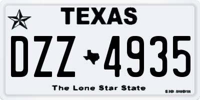 TX license plate DZZ4935