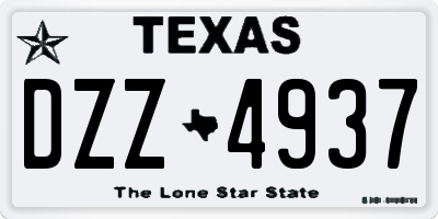 TX license plate DZZ4937