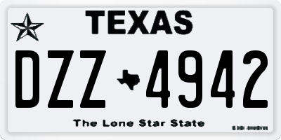 TX license plate DZZ4942