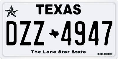 TX license plate DZZ4947