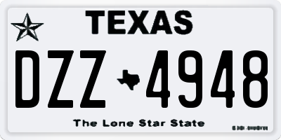 TX license plate DZZ4948