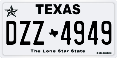 TX license plate DZZ4949