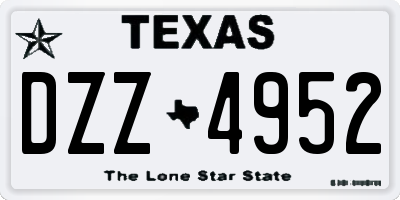 TX license plate DZZ4952