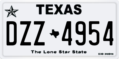 TX license plate DZZ4954