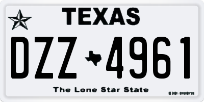 TX license plate DZZ4961