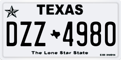 TX license plate DZZ4980