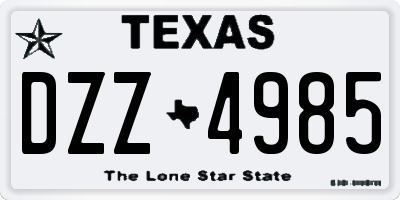 TX license plate DZZ4985