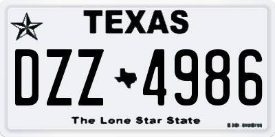 TX license plate DZZ4986