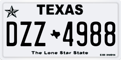 TX license plate DZZ4988