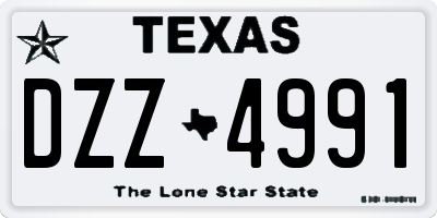 TX license plate DZZ4991