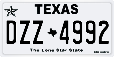 TX license plate DZZ4992