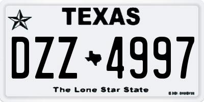 TX license plate DZZ4997