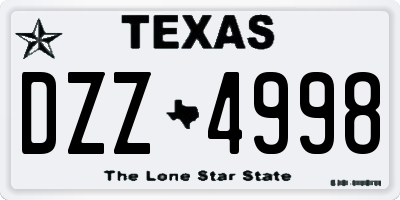 TX license plate DZZ4998