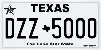 TX license plate DZZ5000