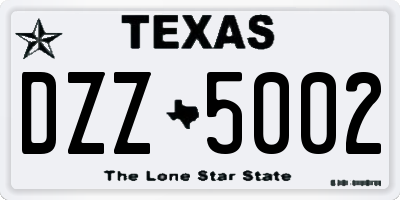 TX license plate DZZ5002