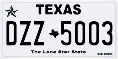 TX license plate DZZ5003