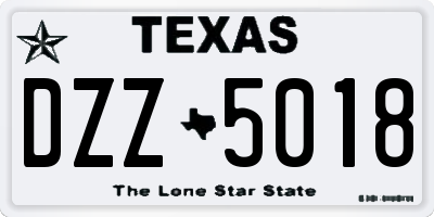 TX license plate DZZ5018