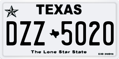 TX license plate DZZ5020