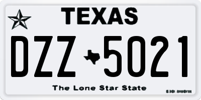 TX license plate DZZ5021