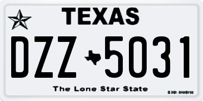 TX license plate DZZ5031