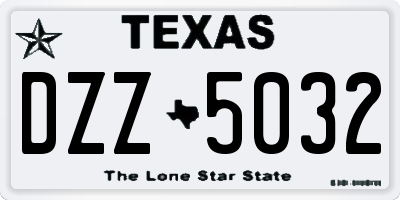 TX license plate DZZ5032