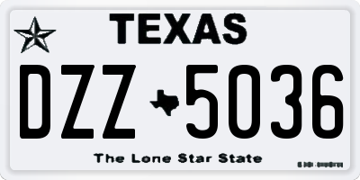 TX license plate DZZ5036