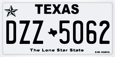 TX license plate DZZ5062