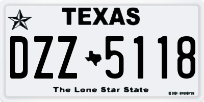 TX license plate DZZ5118