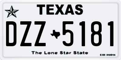 TX license plate DZZ5181