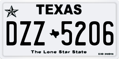 TX license plate DZZ5206