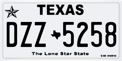 TX license plate DZZ5258