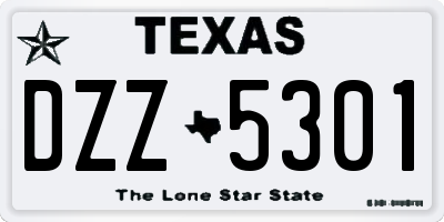 TX license plate DZZ5301