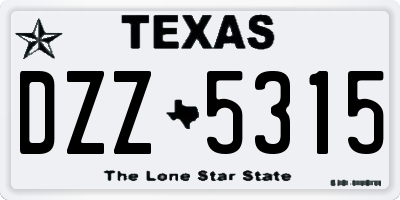 TX license plate DZZ5315