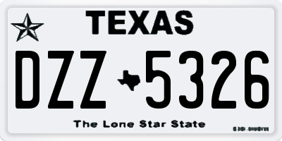 TX license plate DZZ5326