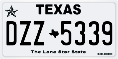 TX license plate DZZ5339