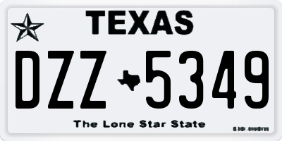 TX license plate DZZ5349