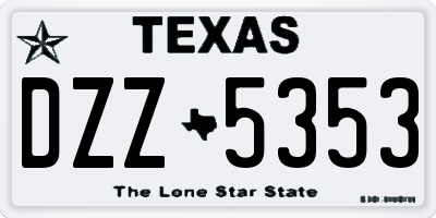 TX license plate DZZ5353