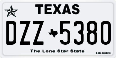 TX license plate DZZ5380