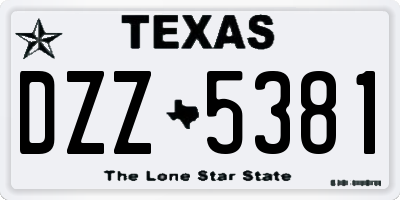 TX license plate DZZ5381