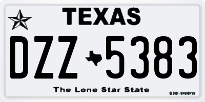 TX license plate DZZ5383