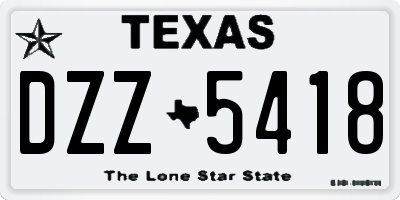 TX license plate DZZ5418