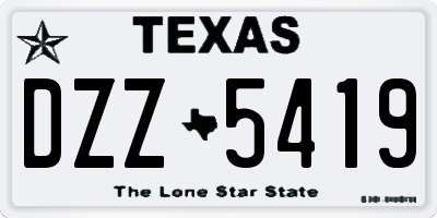 TX license plate DZZ5419