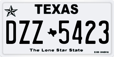 TX license plate DZZ5423