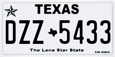 TX license plate DZZ5433